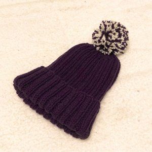 Knit Purple Pom-Pom Winter Beanie/Toque